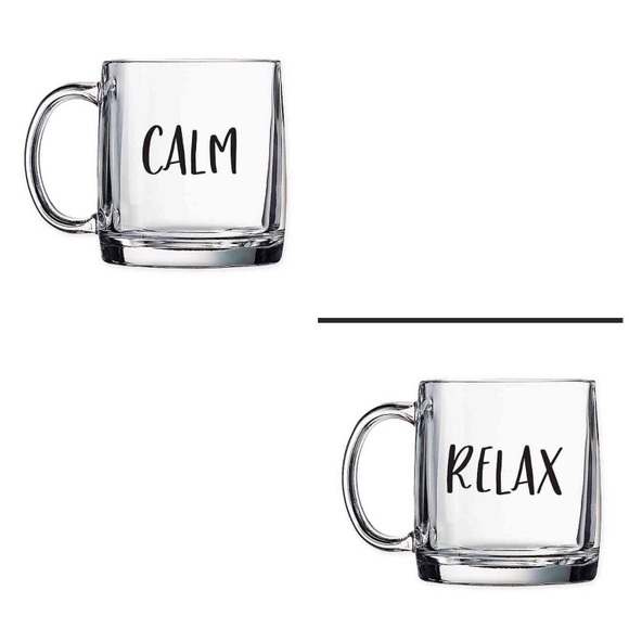 Other - RELAX & CALM Glass Mug Set-NWT- FINAL SALE